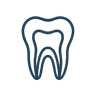 Ícone de um dente com com a polpa representada