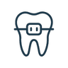 Ícone de um dente com aparelho ortodôntico